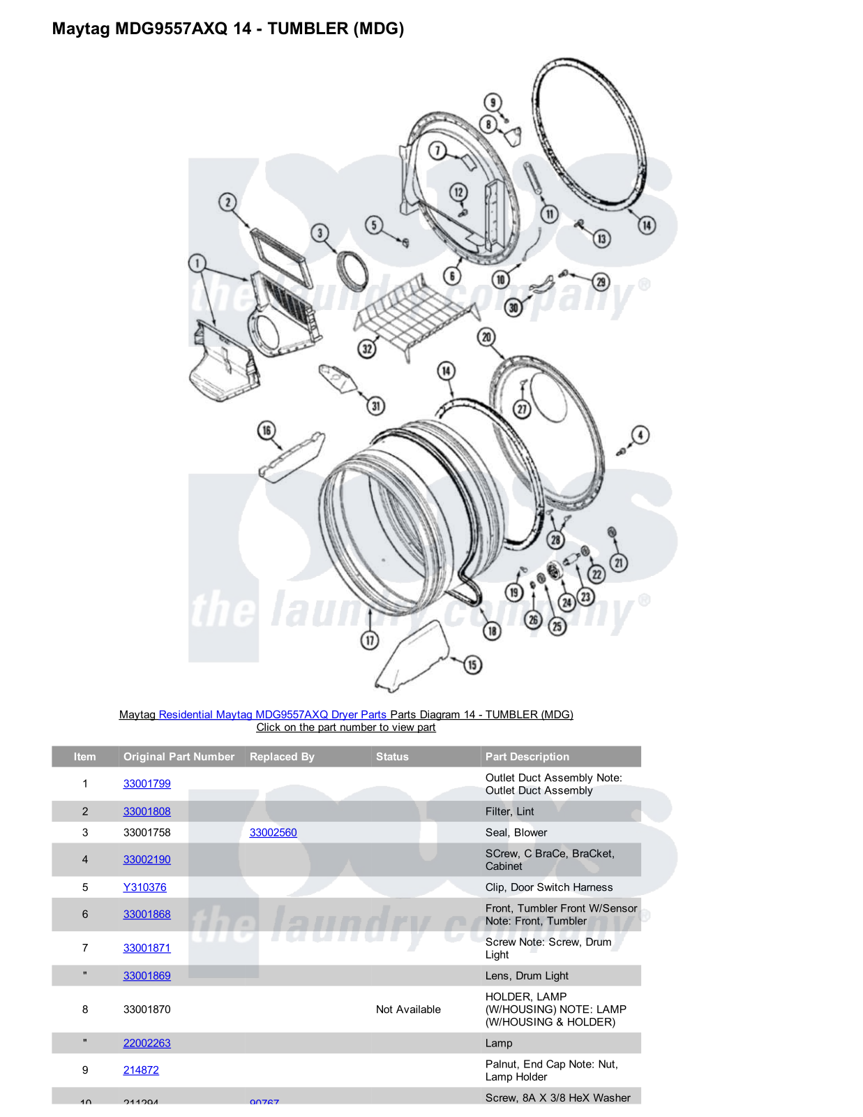 Maytag MDG9557AXQ Parts Diagram