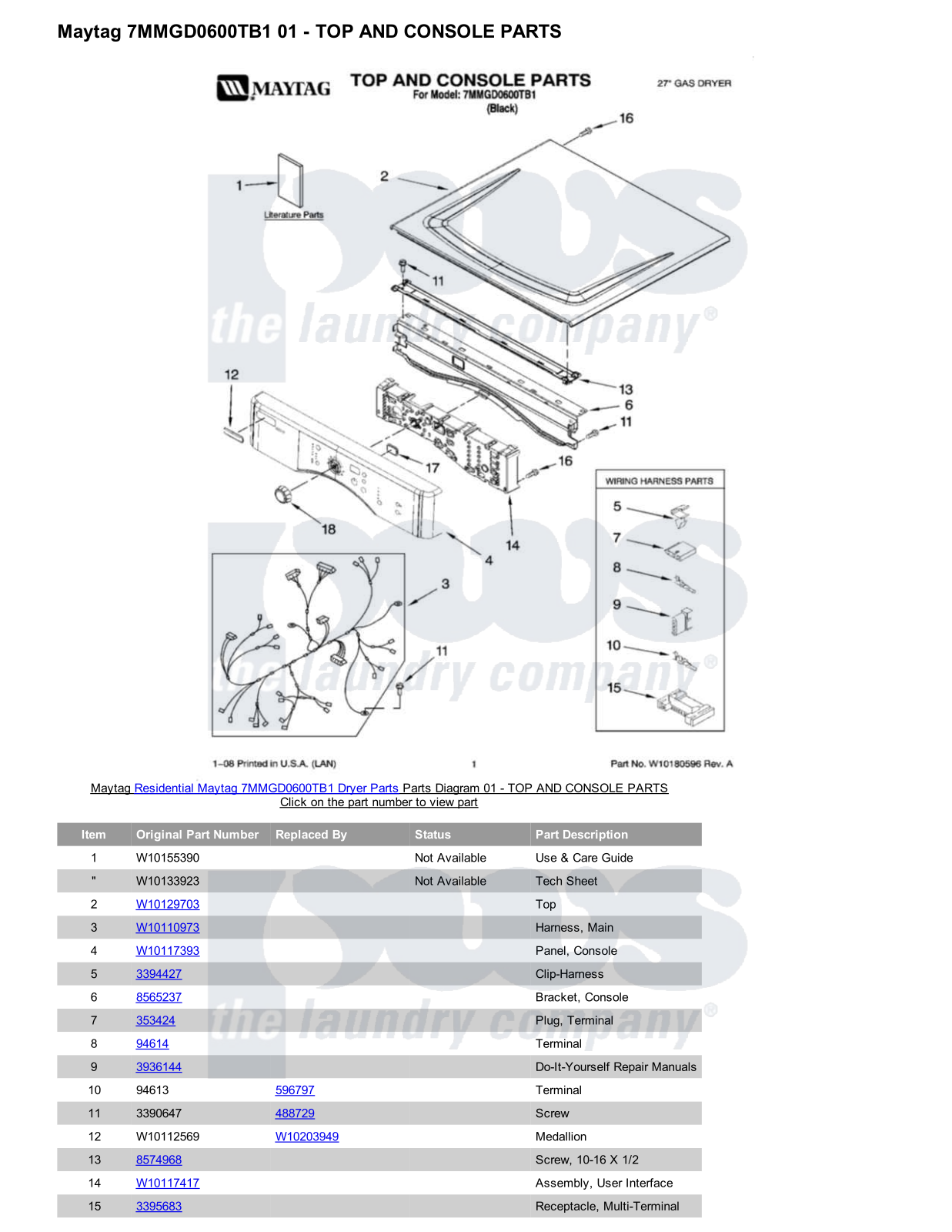 Maytag 7MMGD0600TB1 Parts Diagram