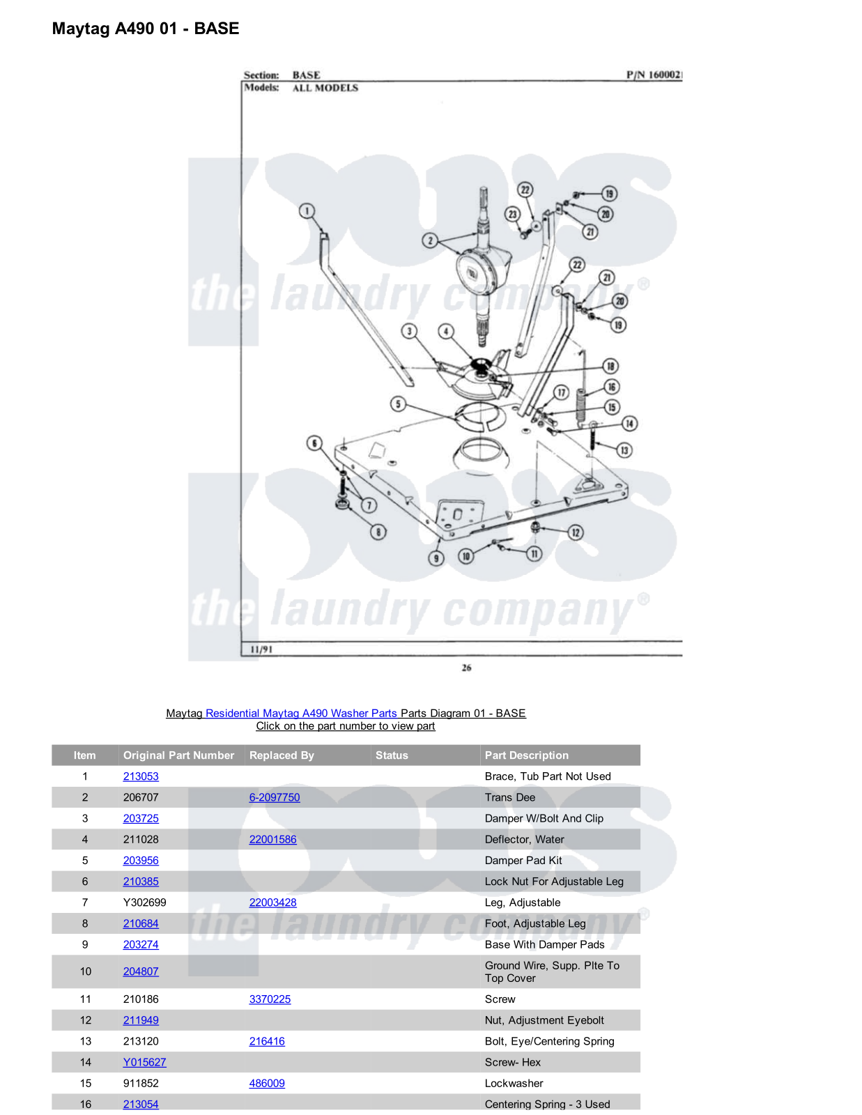 Maytag A490 Parts Diagram