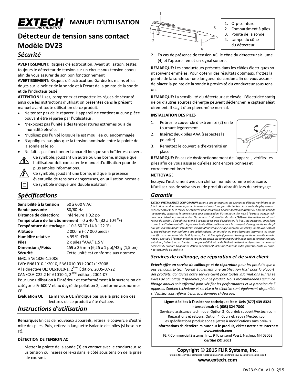 Extech DV23 User Manual