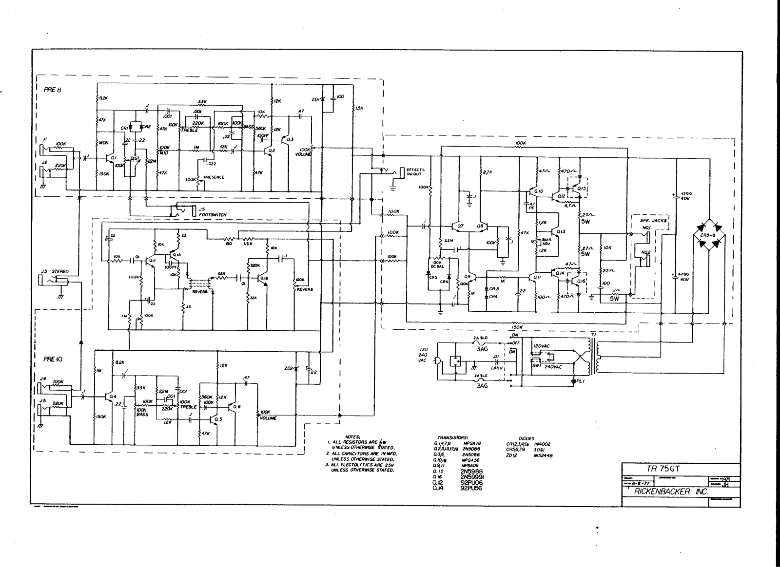 Rickenbacker tr75gt schematic - ManualMachine.com