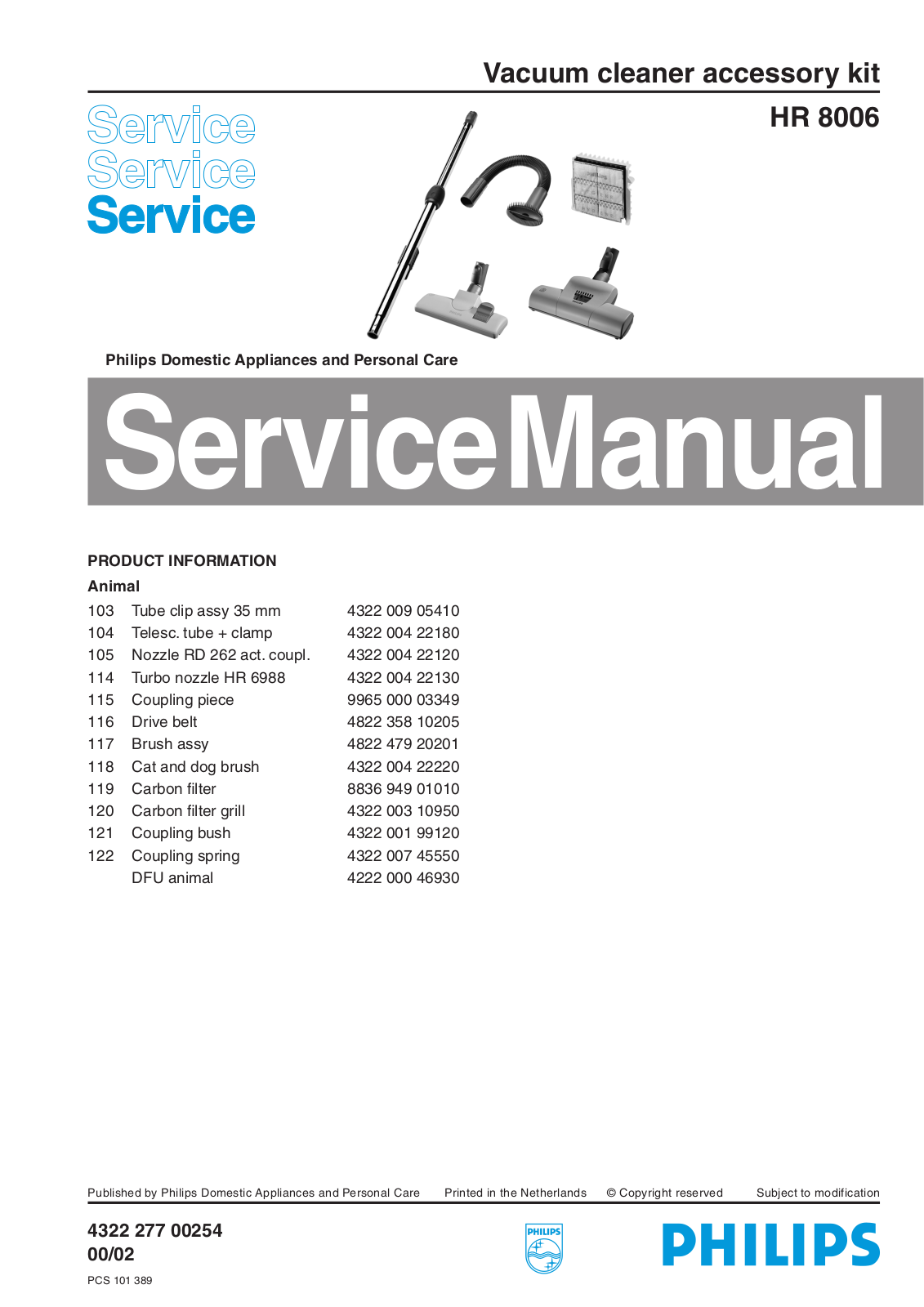 Philips HR 8006 Service Manual