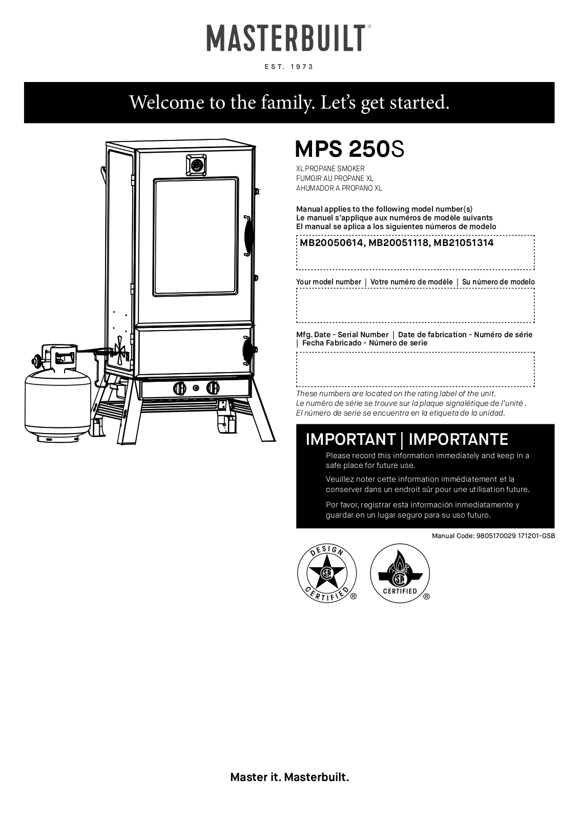 Masterbuilt 20050614 Owner's Manual