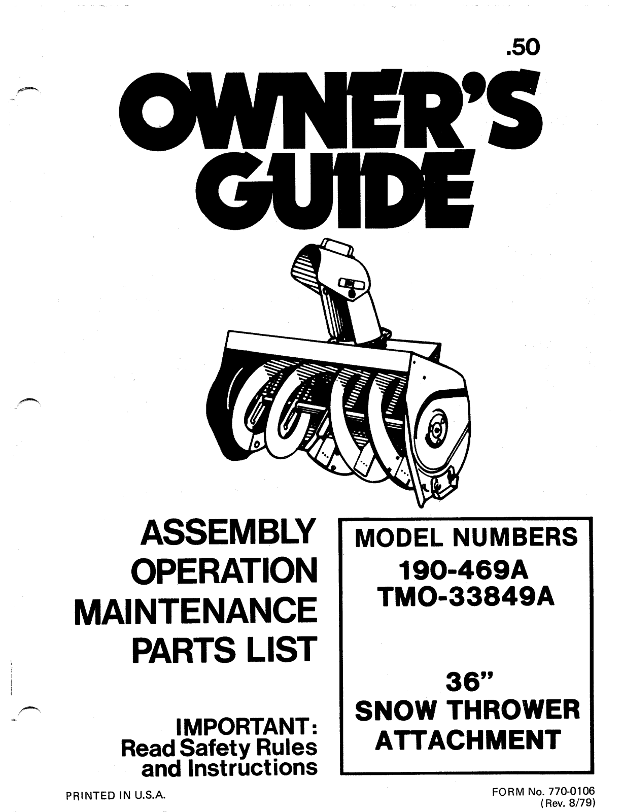 MTD 190-469A User Manual