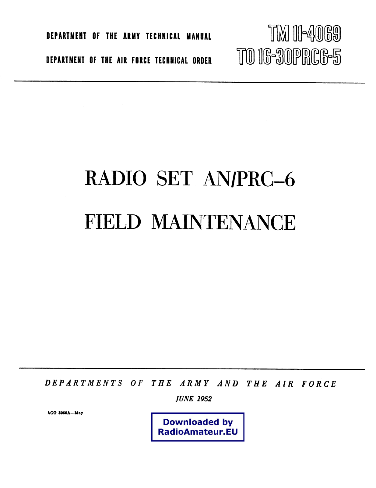 Pozosta AN-PRC-6, TM_11-4069 User Manual