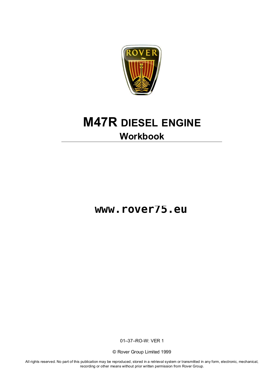 MG ZT R47 Diesel User Manual