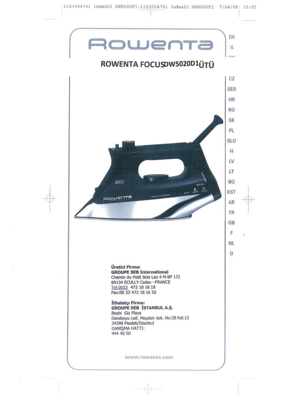 Rowenta DW5020 User Manual