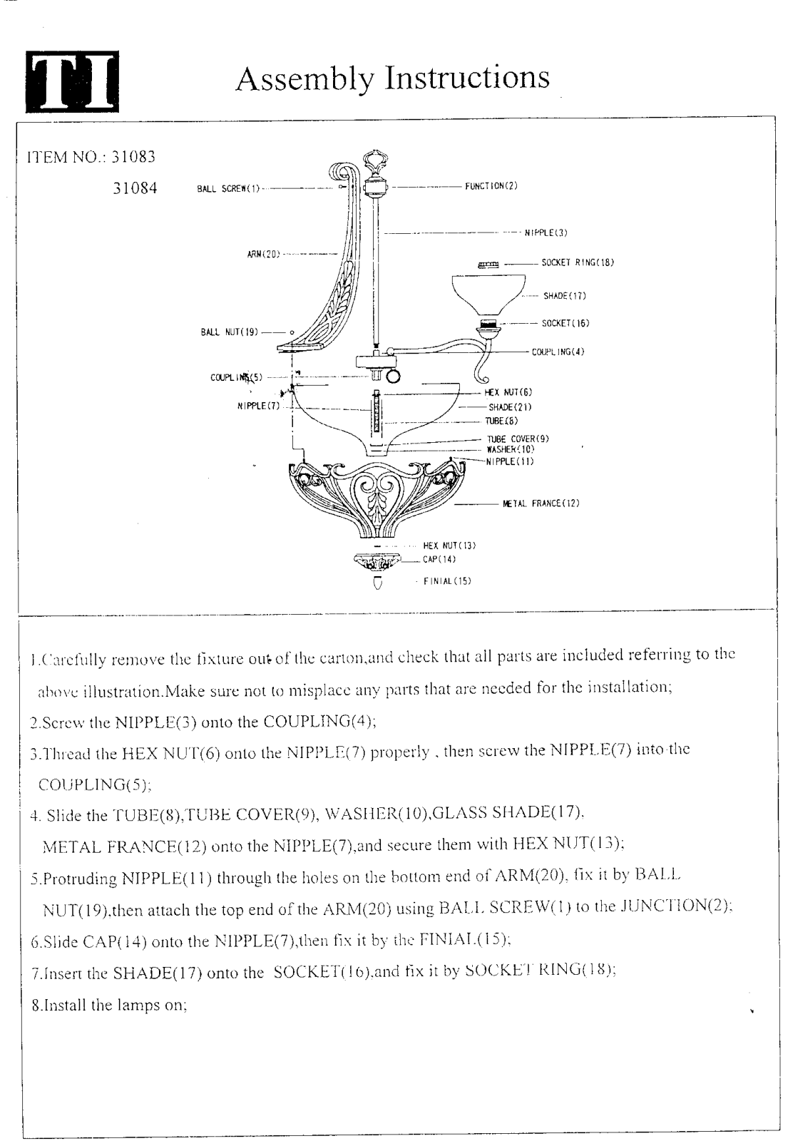 Triarch 31083, 31084 User Manual