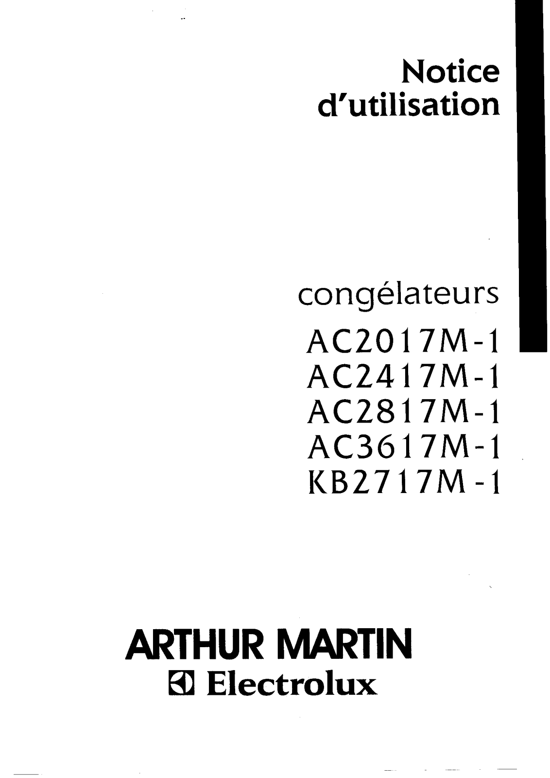 ARTHUR MARTIN AC2017M-1, AC1417M-1, AC2817M-1, AC3617M-1, KB2717M-1 User Manual