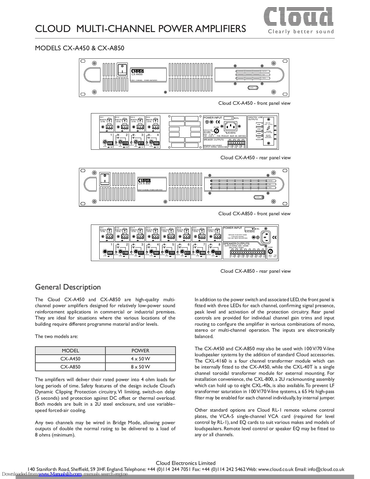 Cloud CX-A450, CX-A850 User Manual