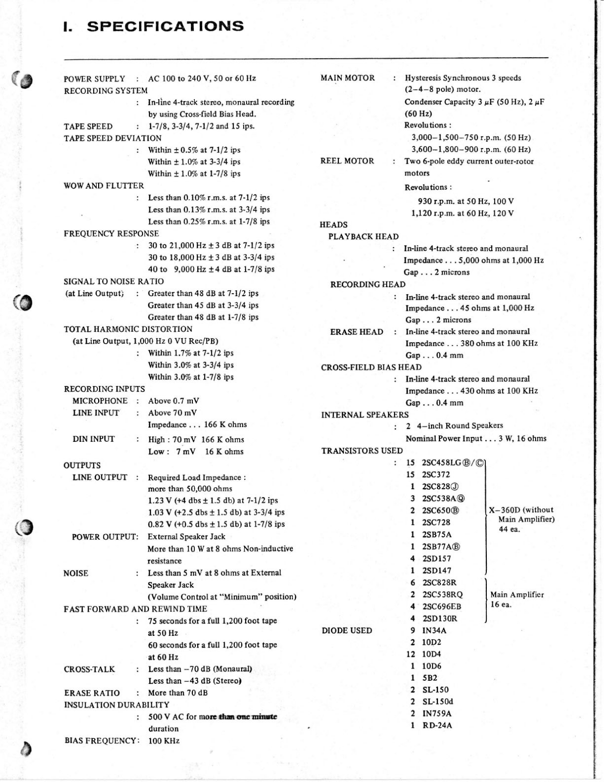 Akai X-360D, X-360DS, X-360 Service Manual