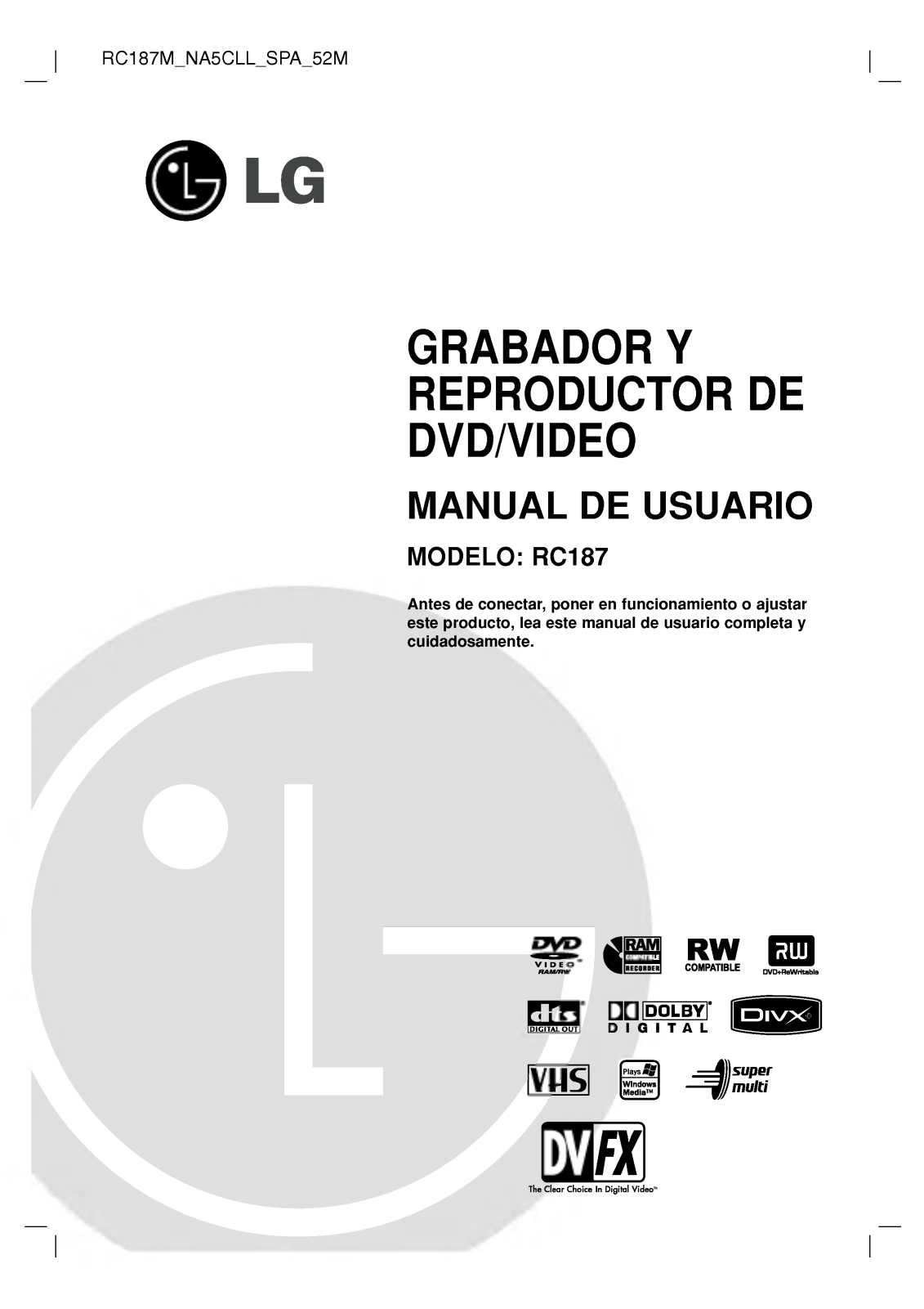LG RC187M User Manual