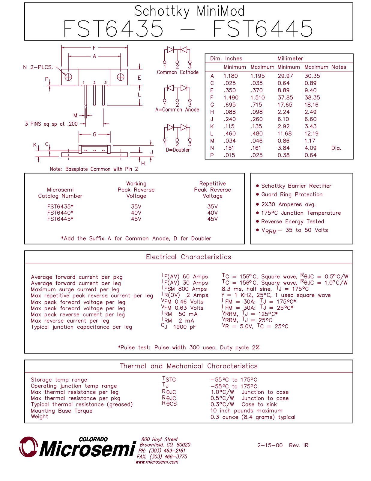 Microsemi Corporation FST6445, FST6440, FST6435 Datasheet