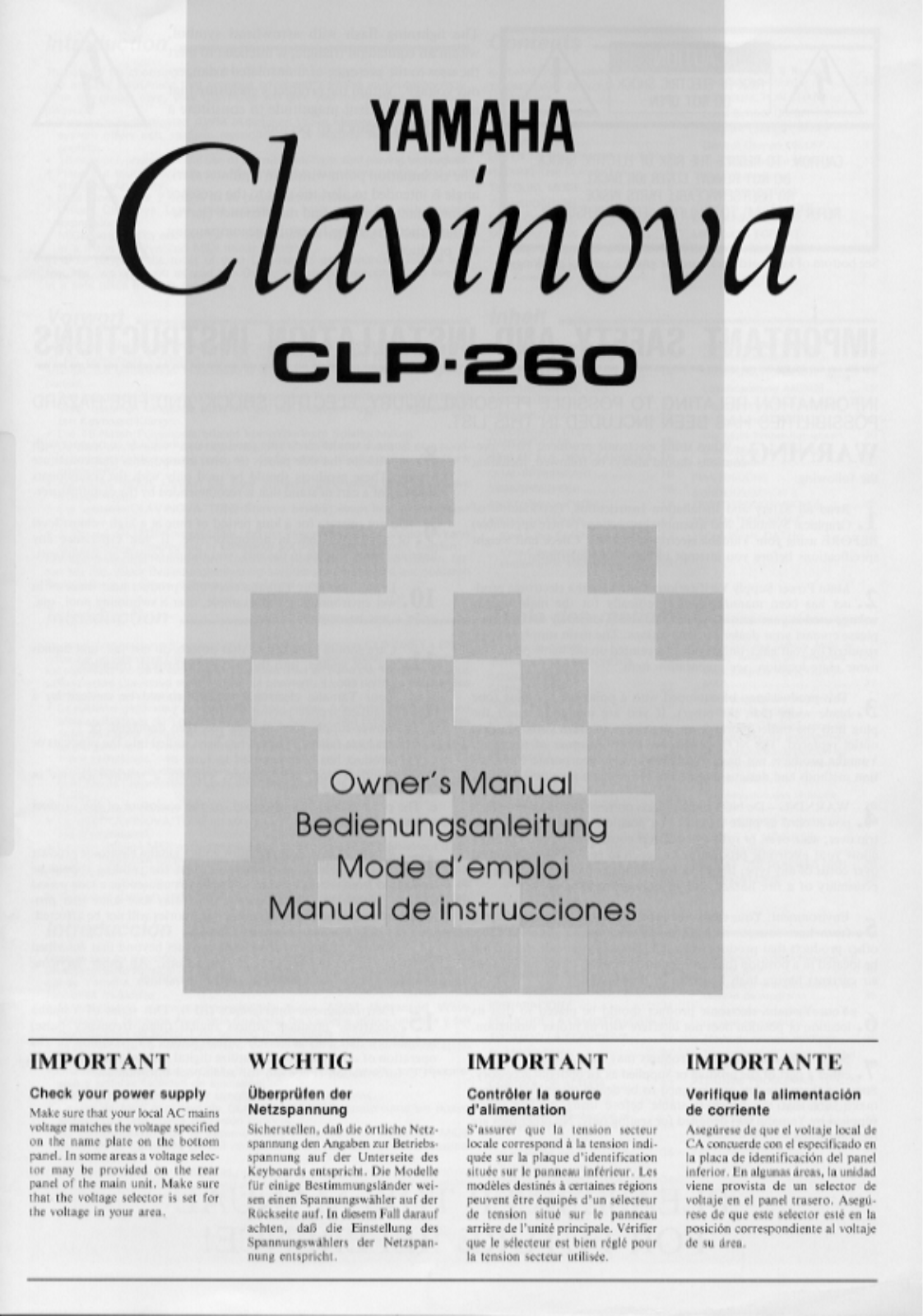 Yamaha CLP-260, CLP-260E User Manual