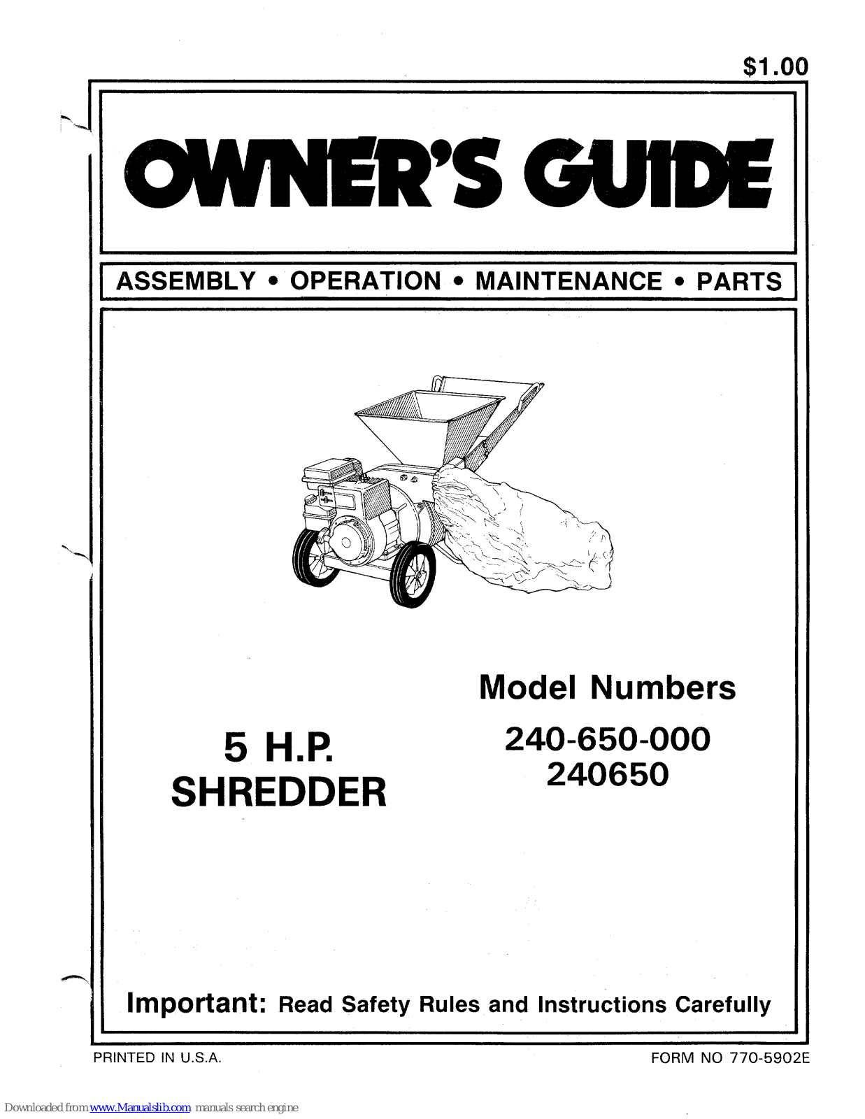 MTD 240650 Owner's Manual