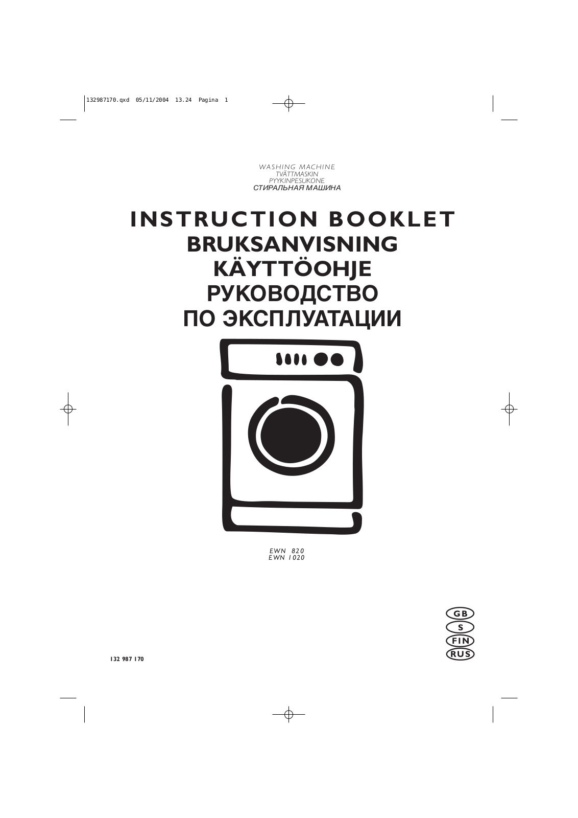 ELECTROLUX EWN1020 User Manual