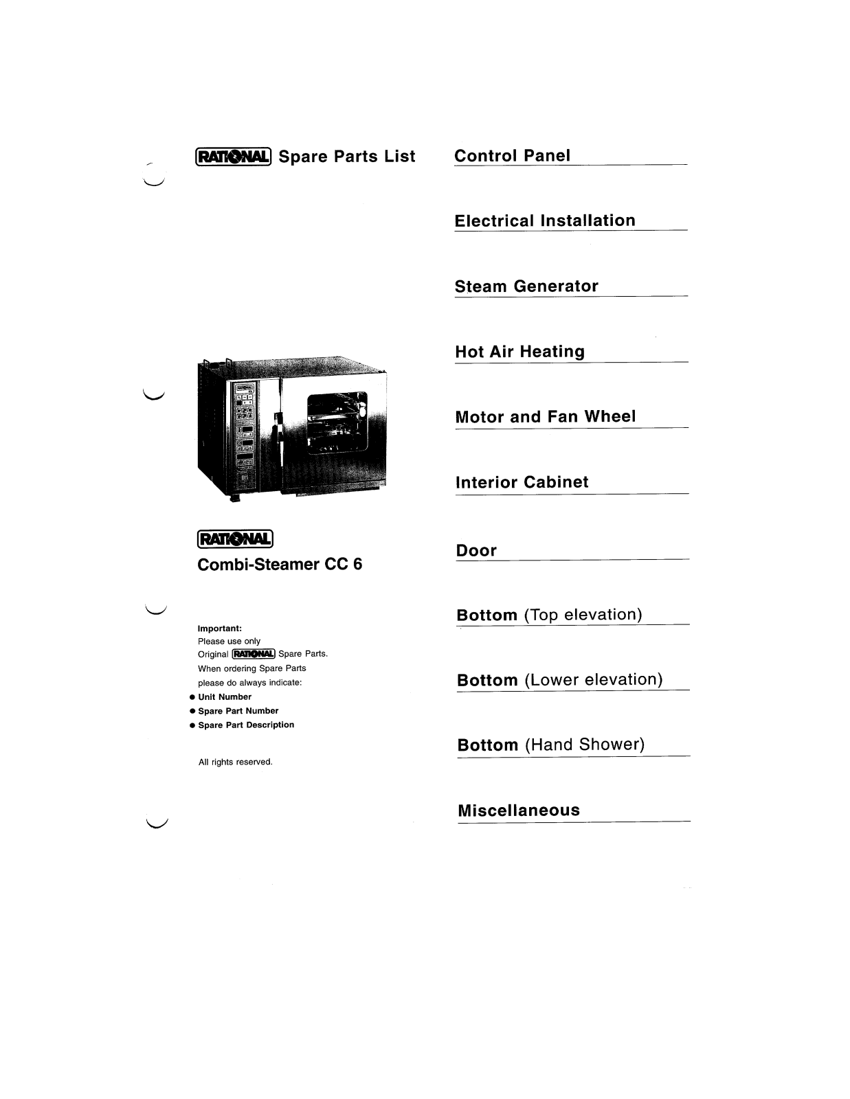 Rational Oven CC6 Parts List