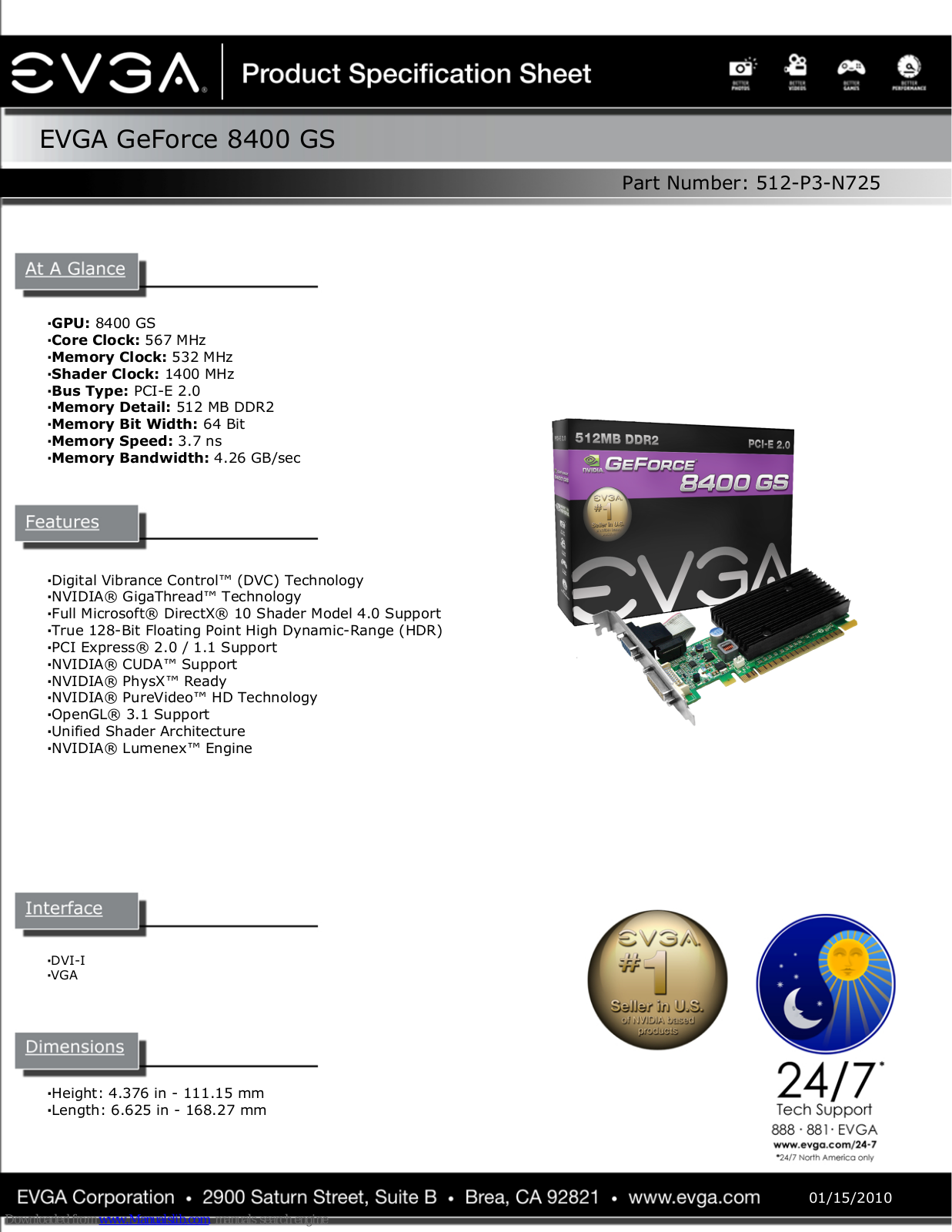 EVGA GeForce 8400 GS Specification - ManualMachine.com