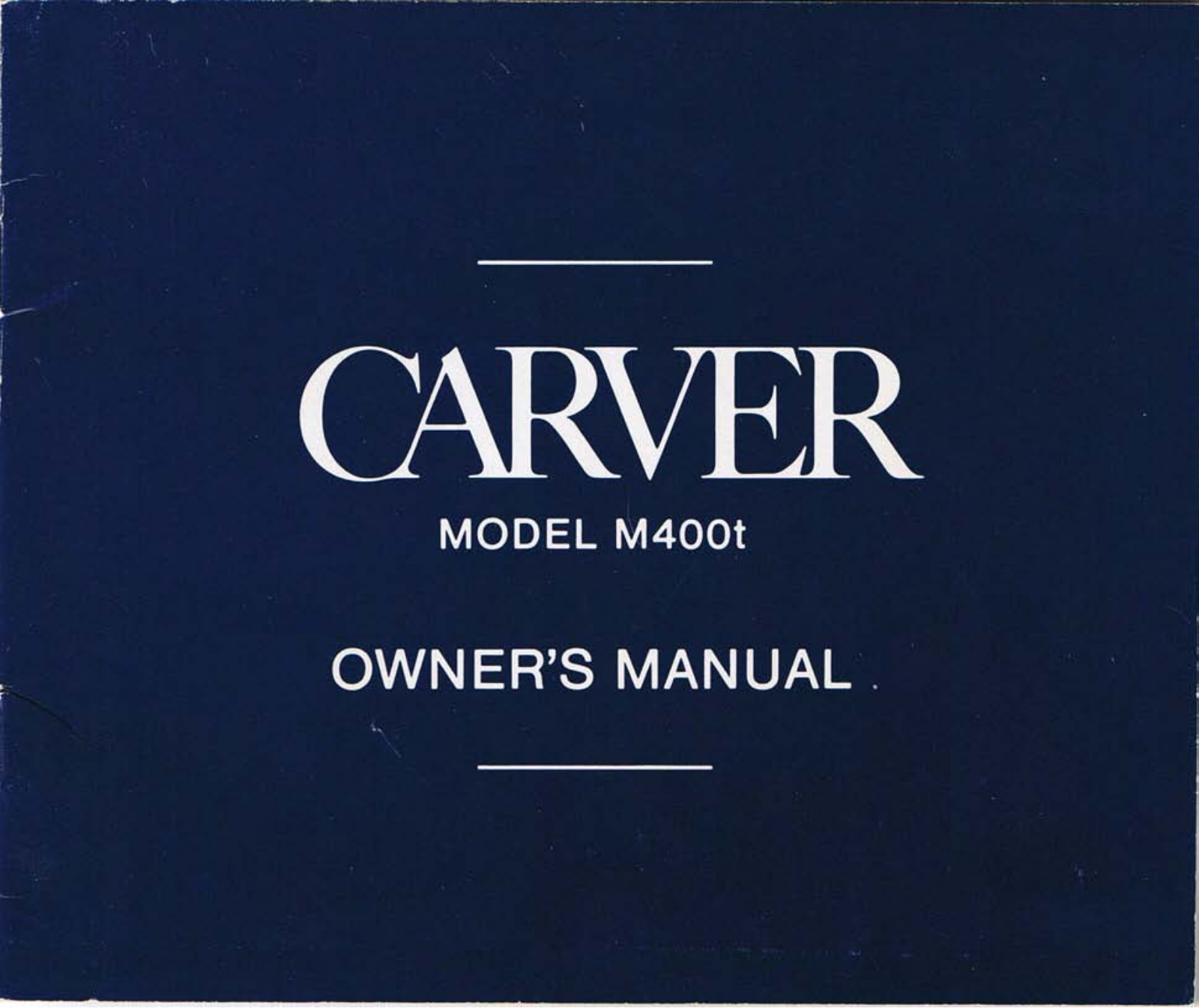 Carver M-400-T Owners manual