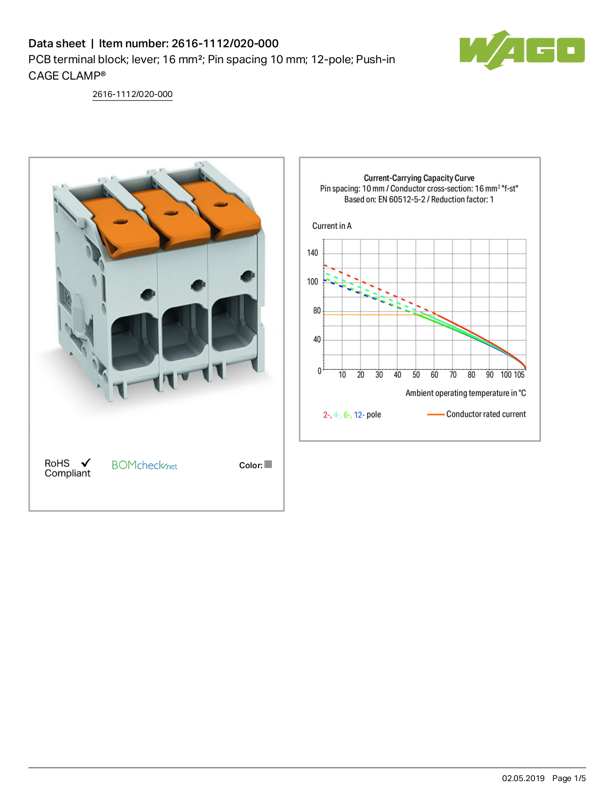 Wago 2616-1112/020-000 Data Sheet