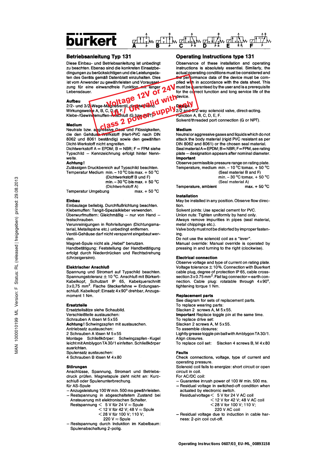 Burkert 0131 User Manual