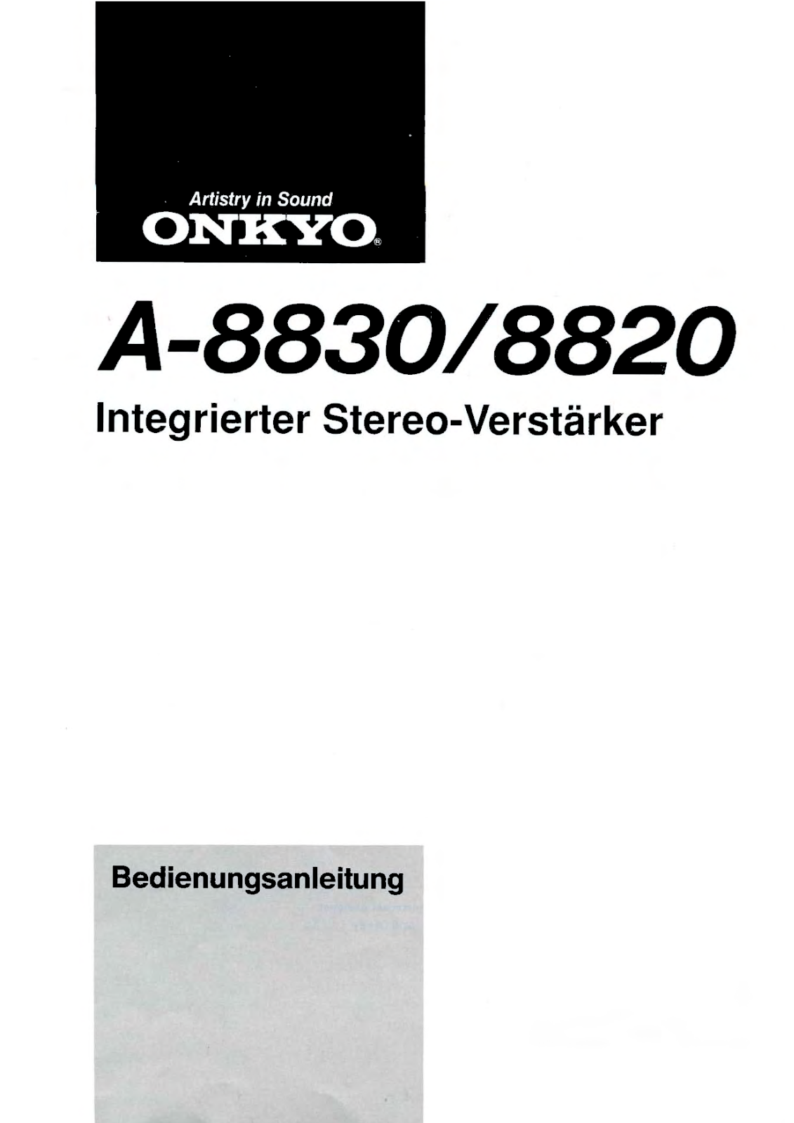 Onkyo A-8830, A-8820 Owners Manual