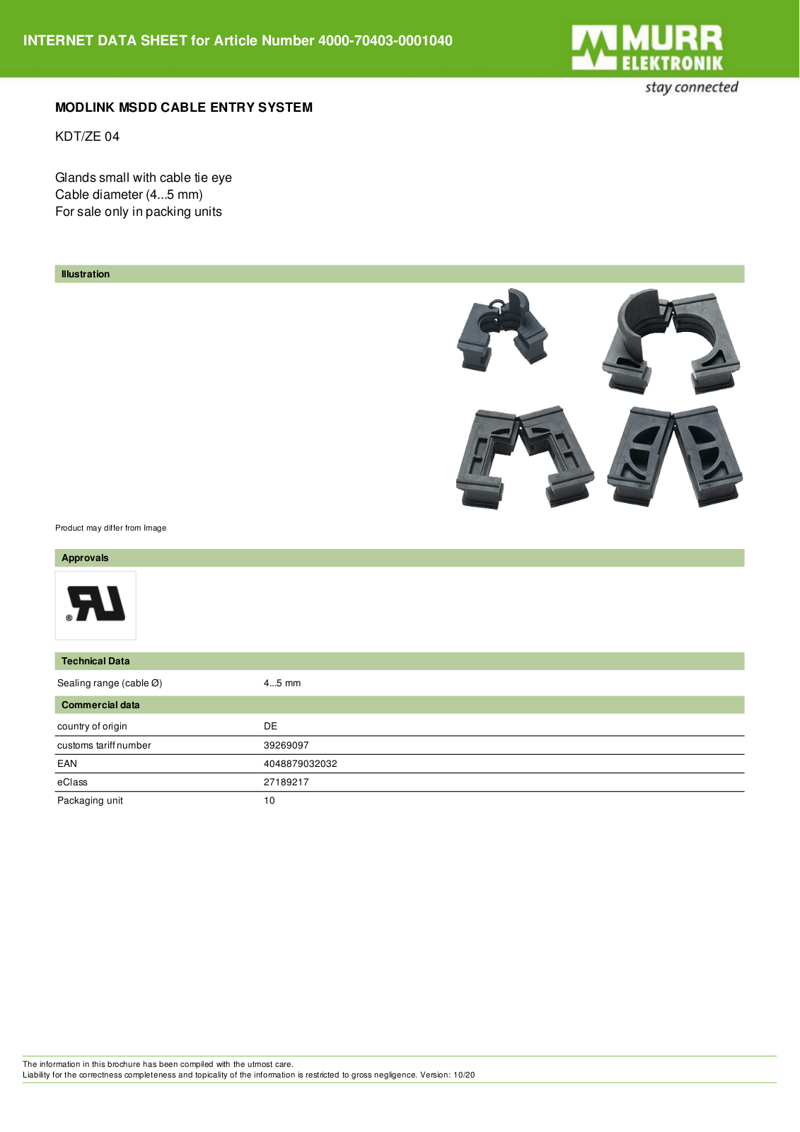 Murrelektronik 4000-70403-0001040 Data Sheet