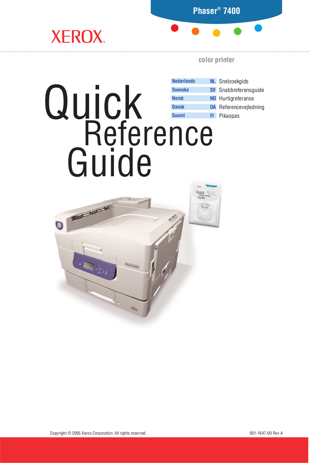 Xerox PHASER 7400 INSTRUCTION POSTER