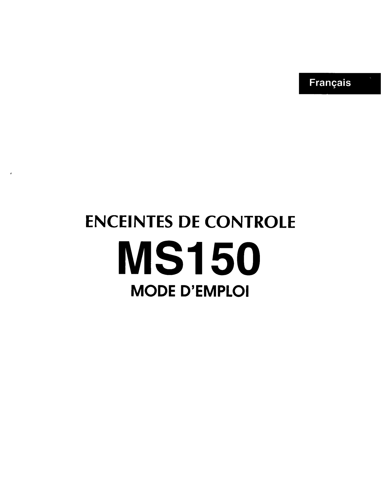 Yamaha MS150 Owner's Manual