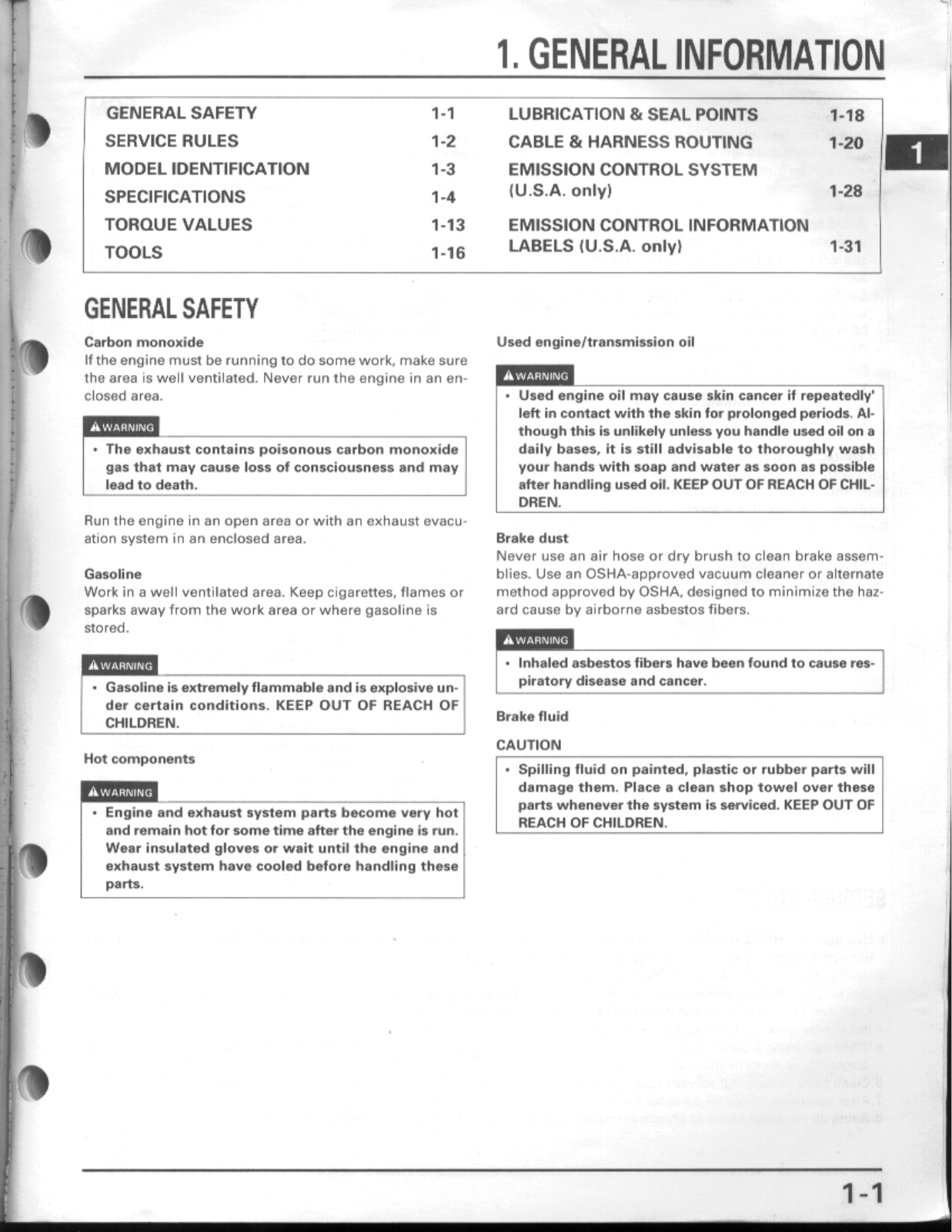 Honda CBR600F3 Service Manual 01 general info