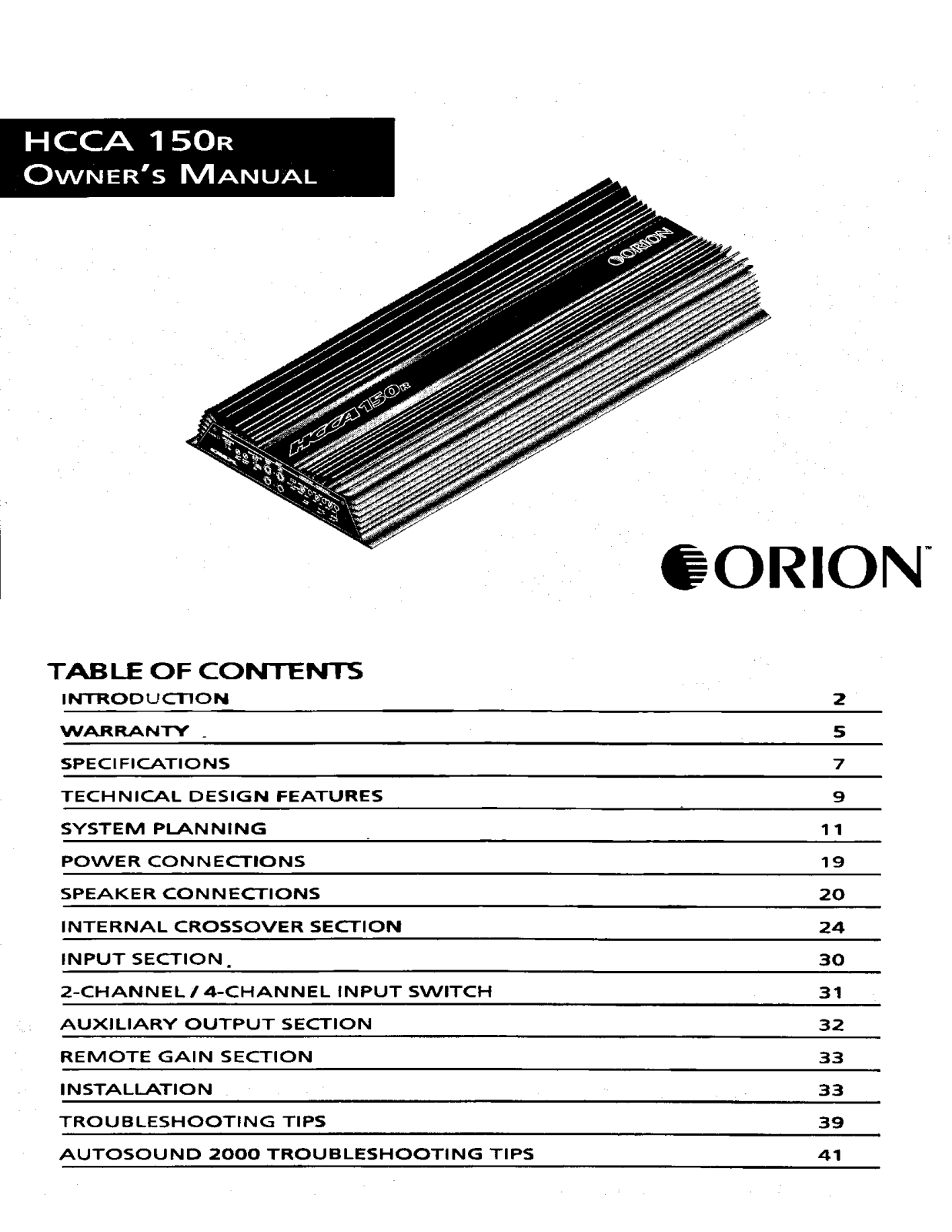 Orion Car Audio HCCA 150R User Manual