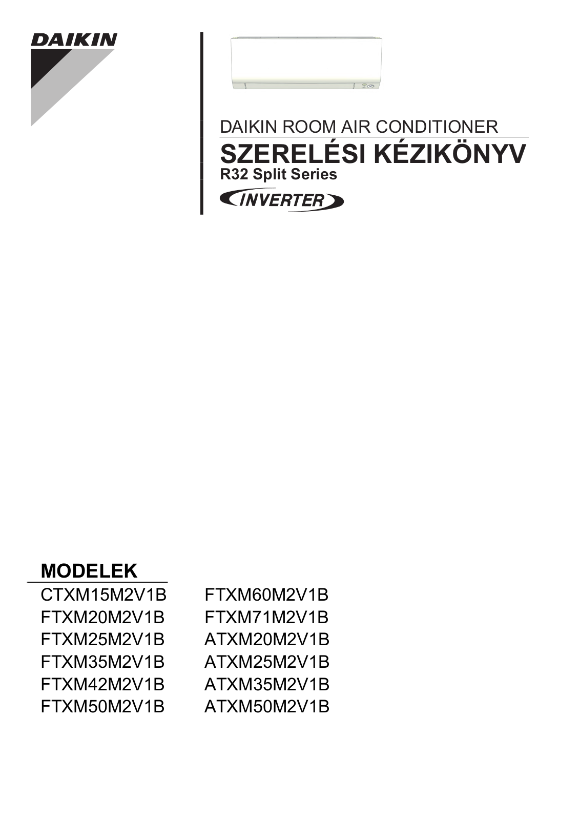 Daikin CTXM15M2V1B, FTXM60M2V1B, FTXM20M2V1B, FTXM71M2V1B, FTXM25M2V1B Installation manuals