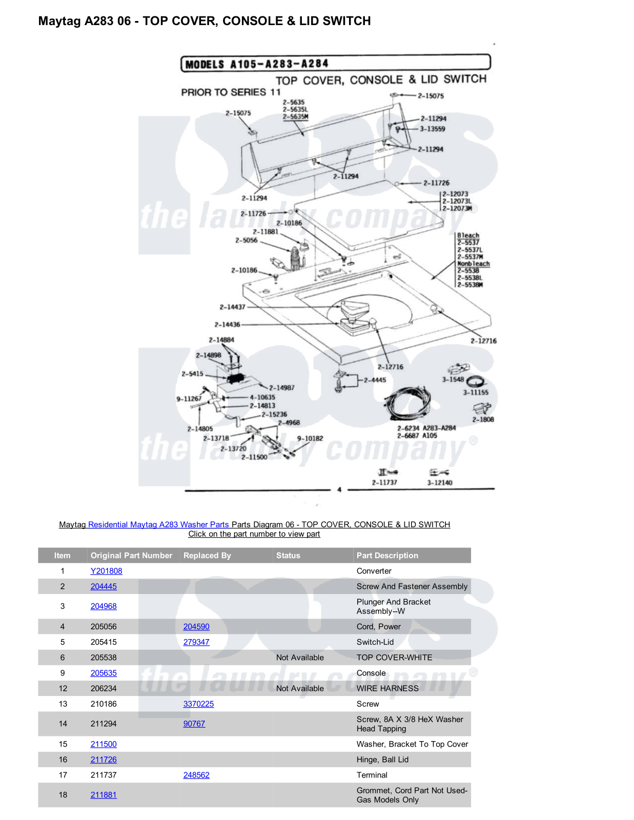 Maytag A283 Parts Diagram