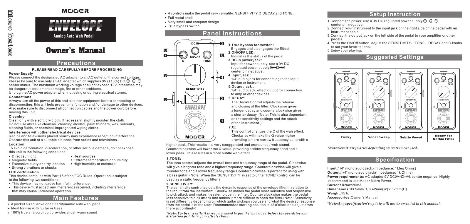 Mooer Envelope User manual