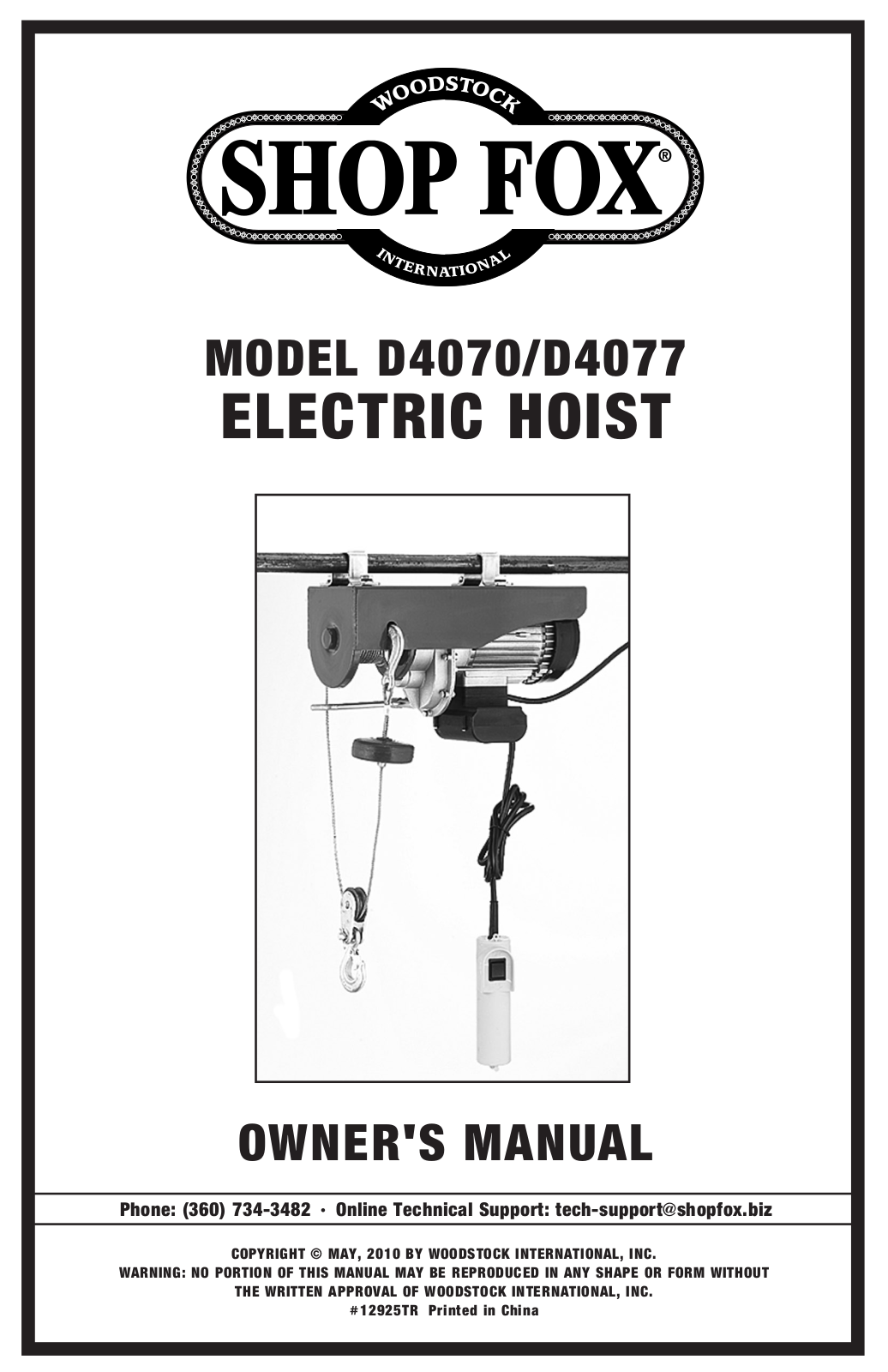 Woodstock D4070, D4077 User Manual