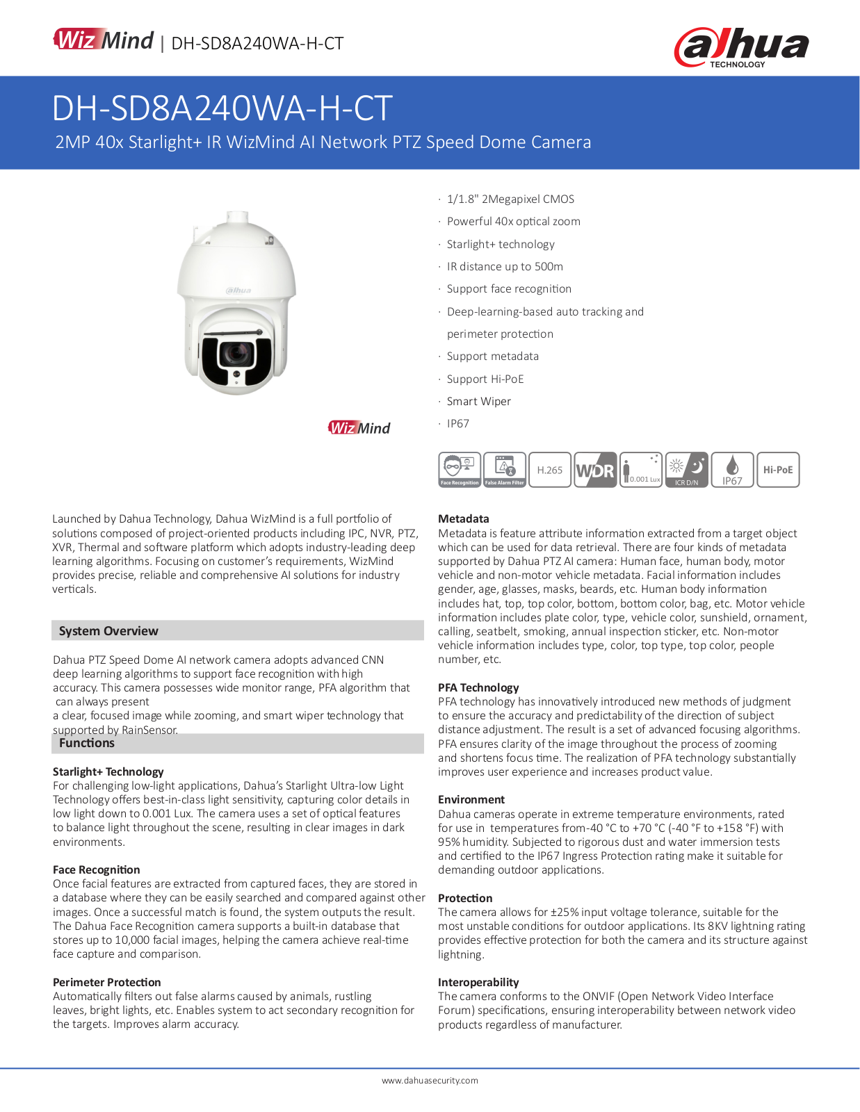 Dahua DH-SD8A240WA-H-CT User Manual