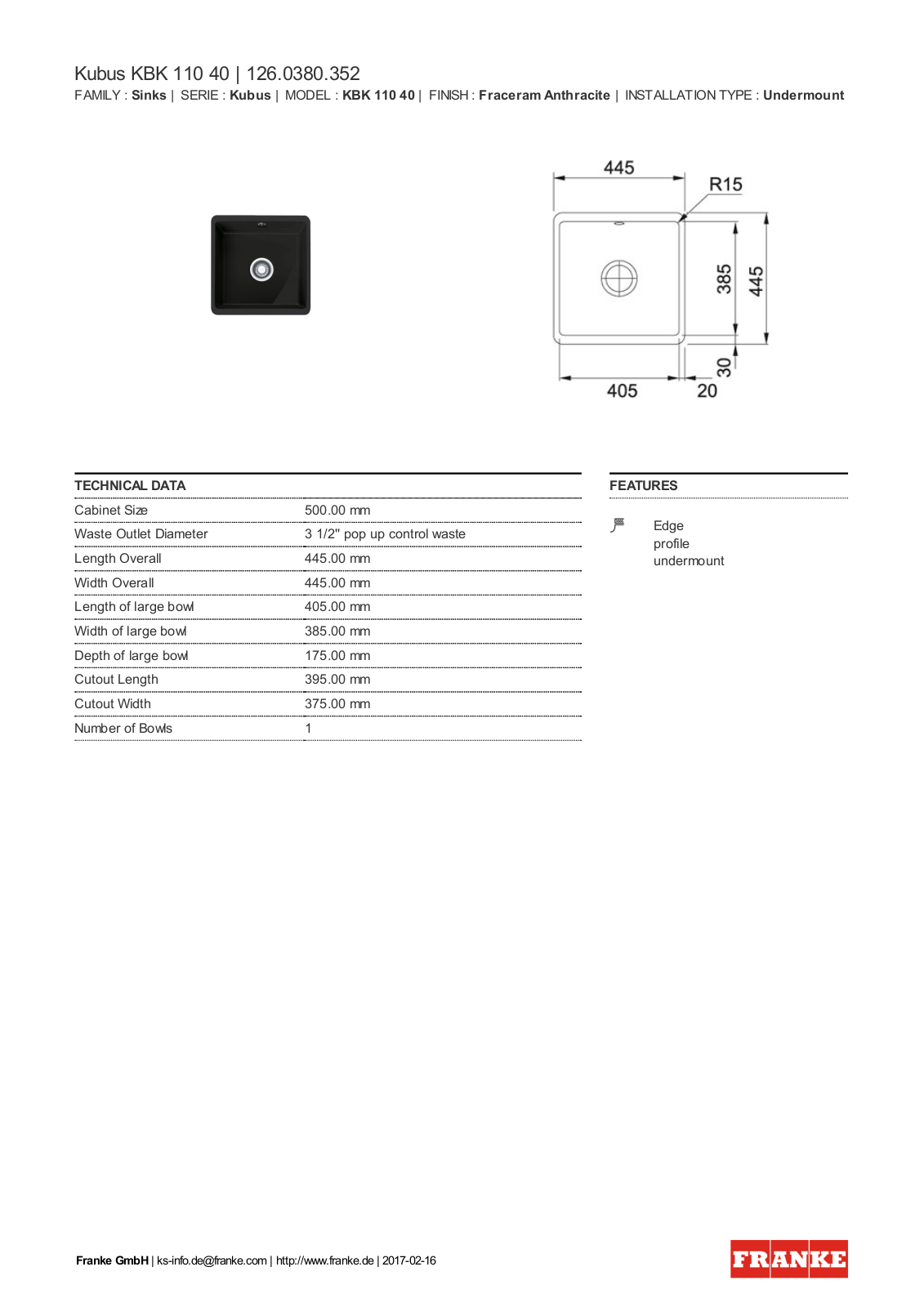 Franke 126.0380.352 Service Manual