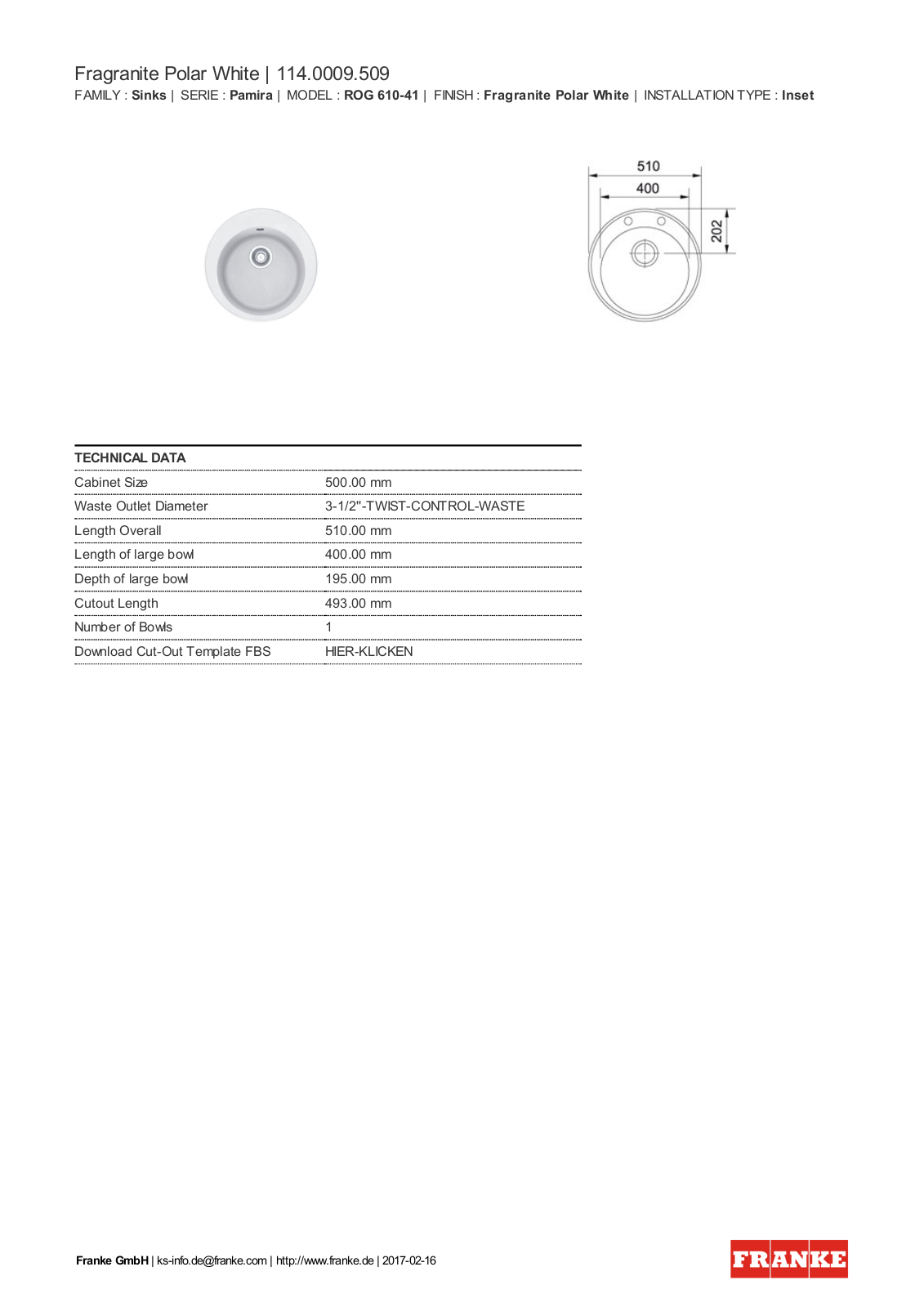 Franke 114.0009.509 Service Manual