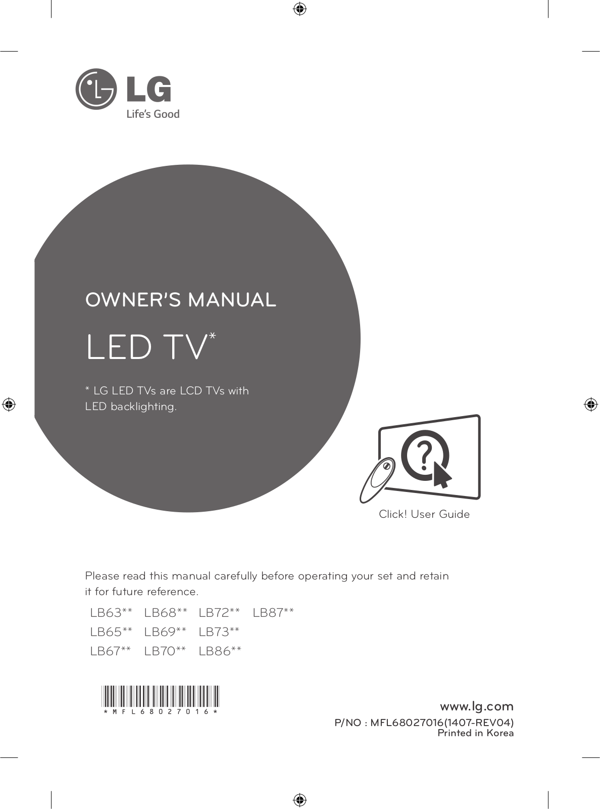 LG 55LB675V User Manual