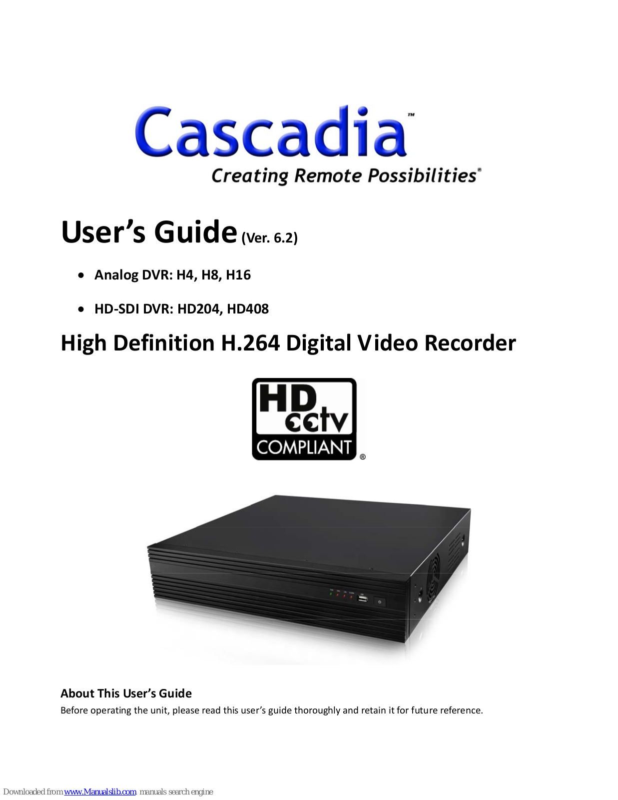 Cascadia h4, h8, h16, hd204, hd408 User Manual