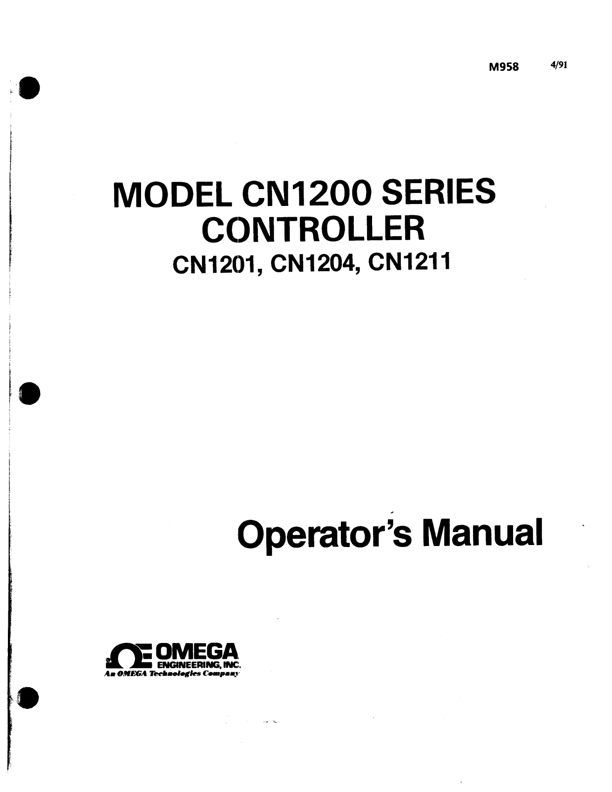 Omega Products CN1200 Installation  Manual