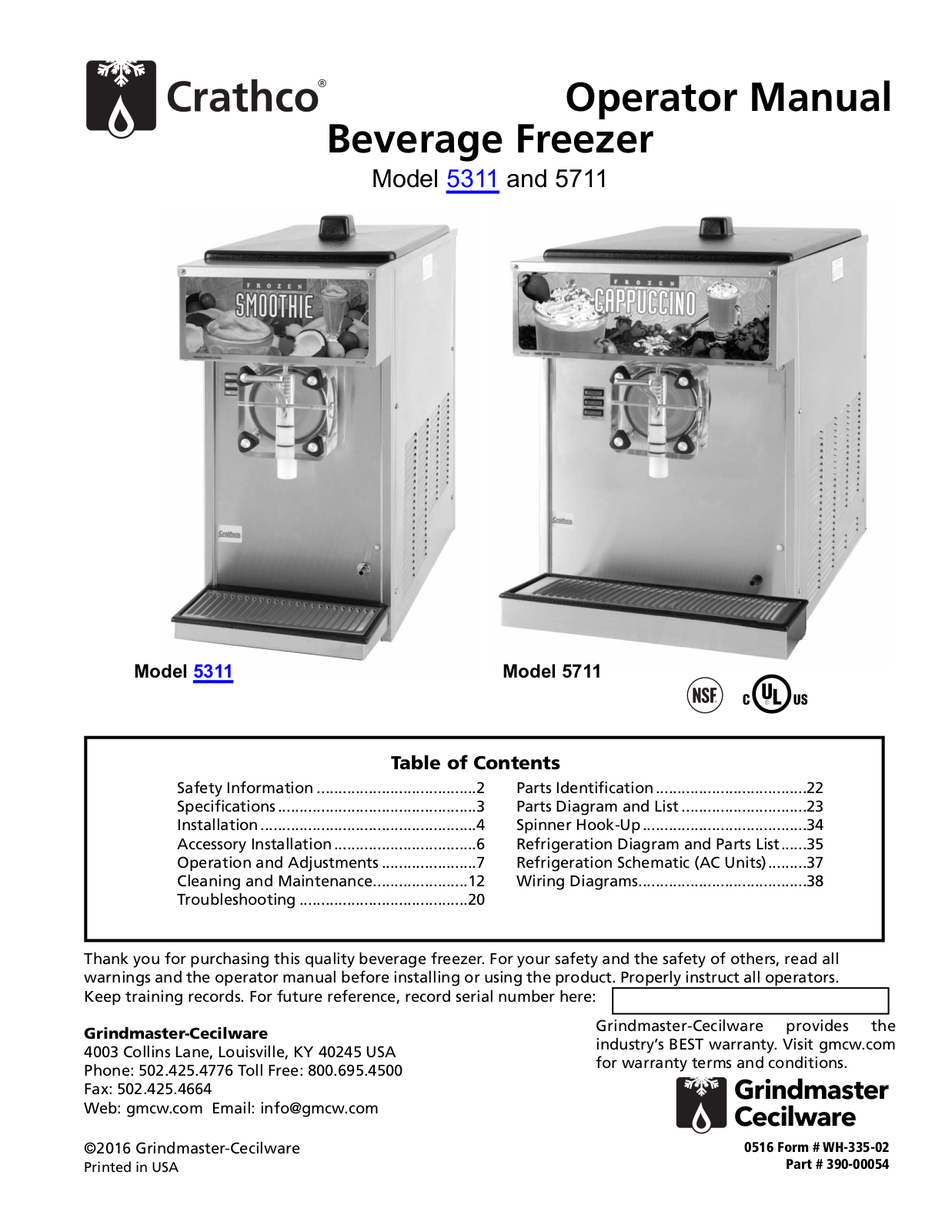 Crathco 5311 Service Manual