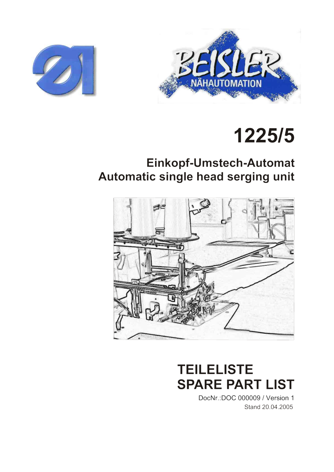 Dürkopp Adler 1225/5 Parts List