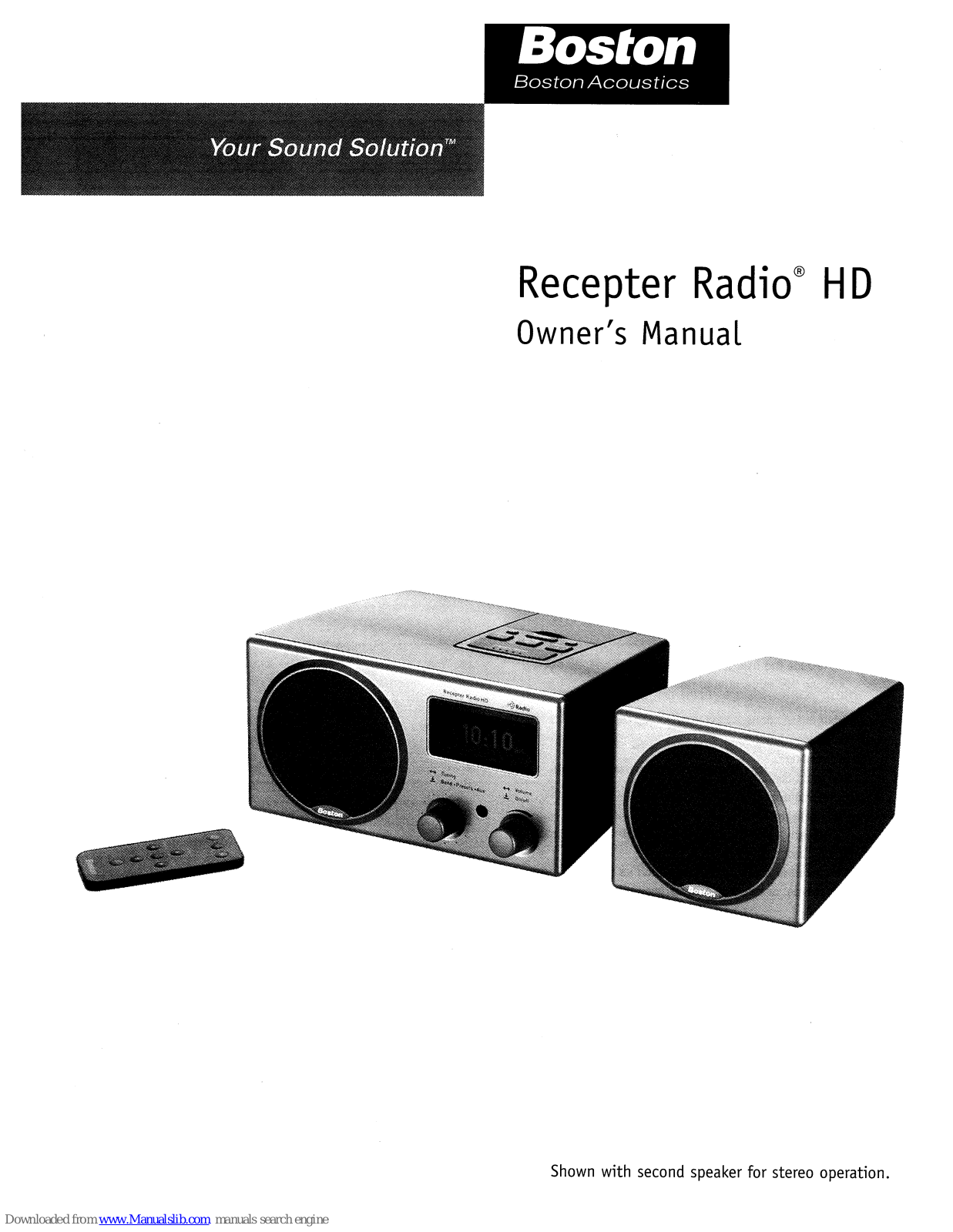 Boston Acoustics RECEPTOR RADIO HD, RECEPTER RADIO HD Owner's Manual