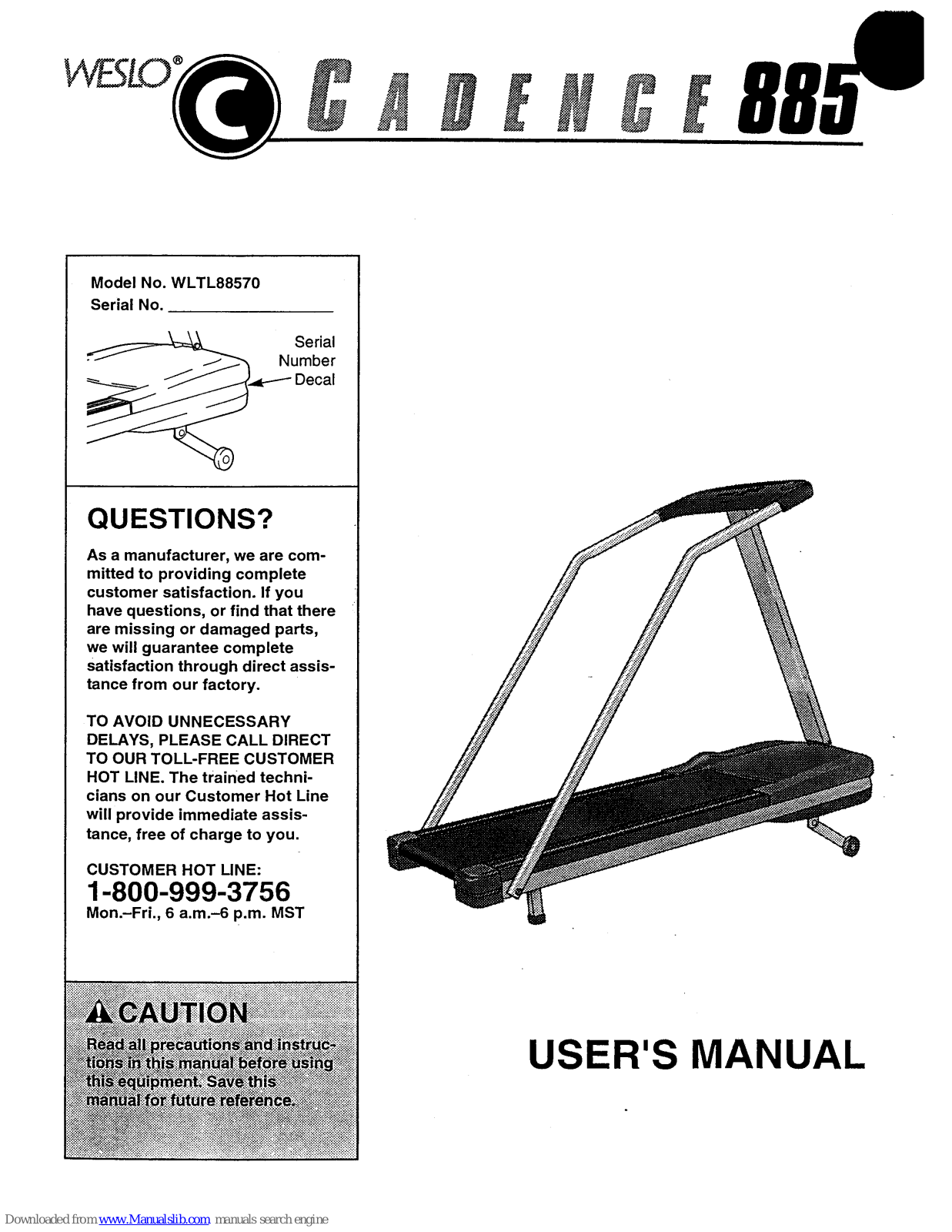 Weslo Cadence 885 User Manual