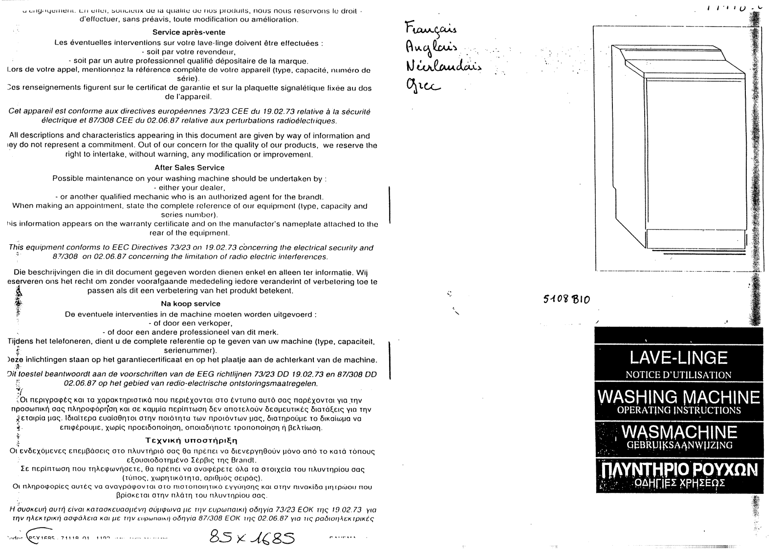 BRANDT 5108BIO User Manual