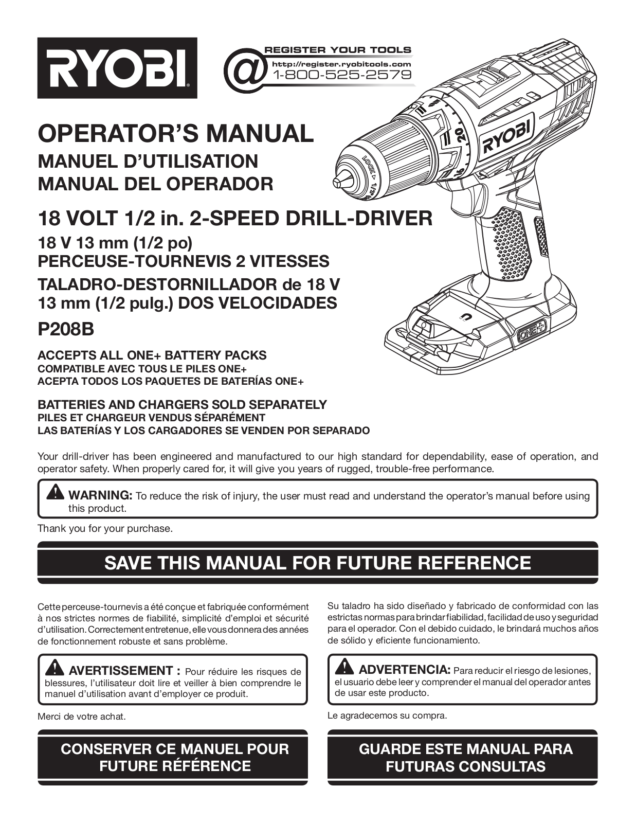 Ryobi P208B User Manual