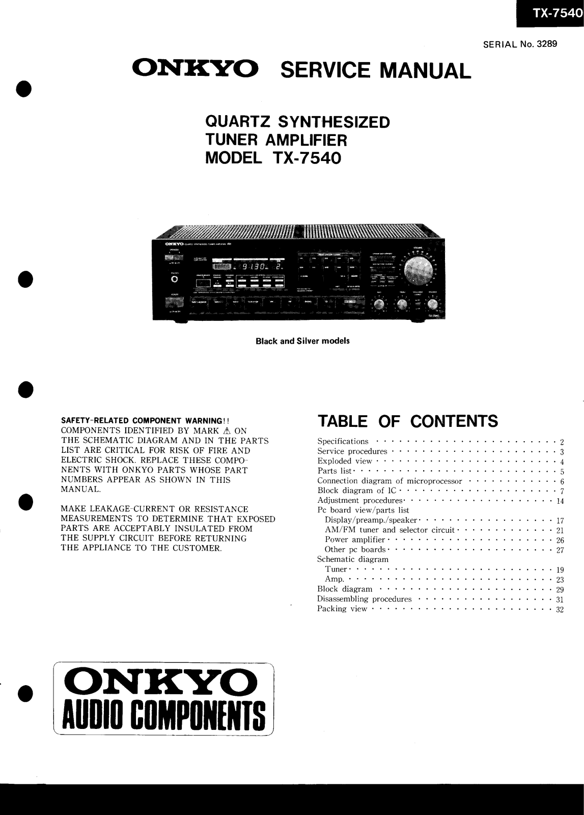 Onkyo TX-7540 Service manual