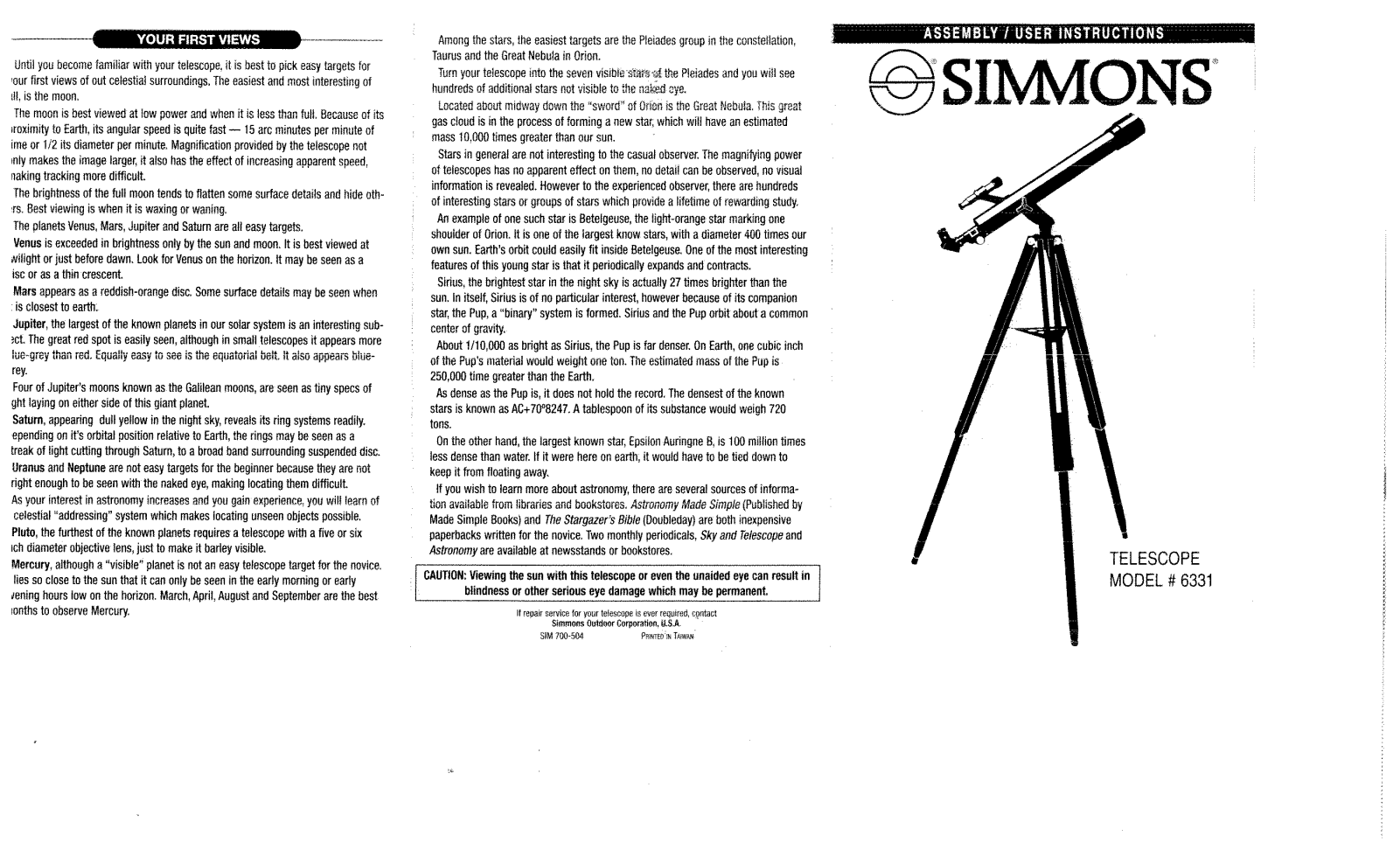 Simmons Optics 6331 User Manual - ManualMachine.com