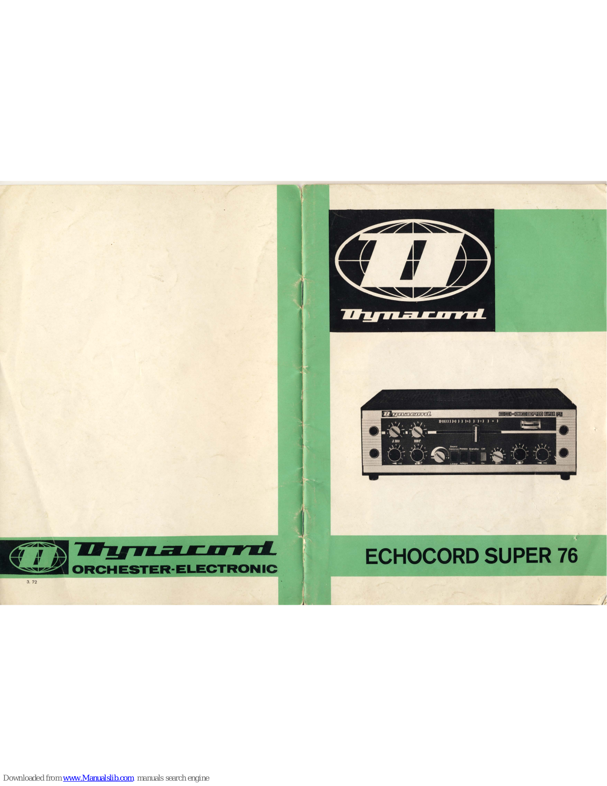 Dynacord Echocord Super 76 Operating Instructions Manual